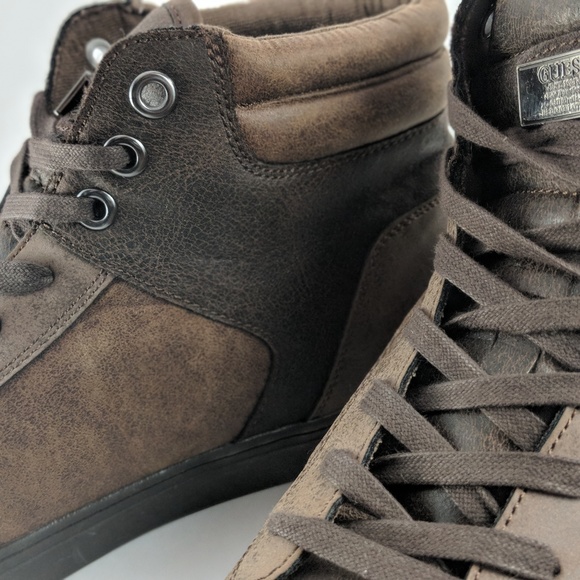 GUESS Los Angeles Brown Leather High Top Sneakers - Picture 4 of 5